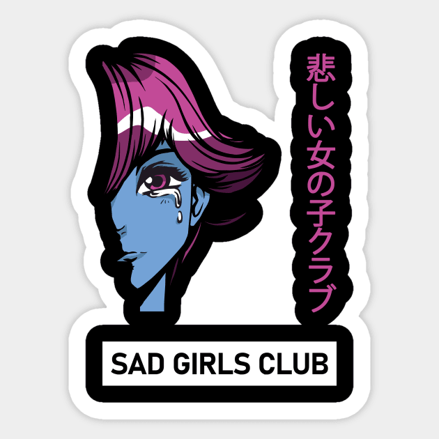 Sad Girls Club - Nu Goth Sad Girl Aesthetic Japan Sticker by wbdesignz
